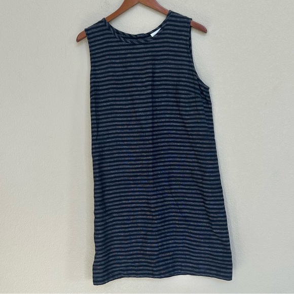 J.Jill Love 100% Linen Sleeveless Striped Shift Dress Navy Women’s Size Medium - Picture 1 of 6
